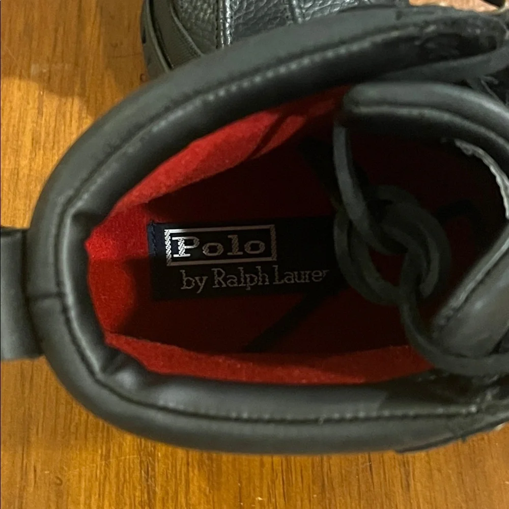 Polo Ralph Lauren Burson black leather Boots new Mens Size 8